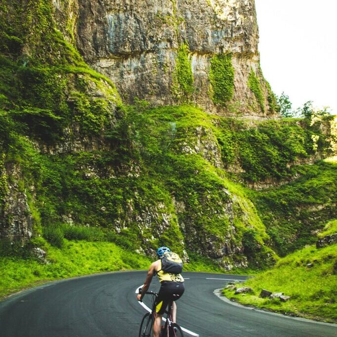 cyclist, street, road